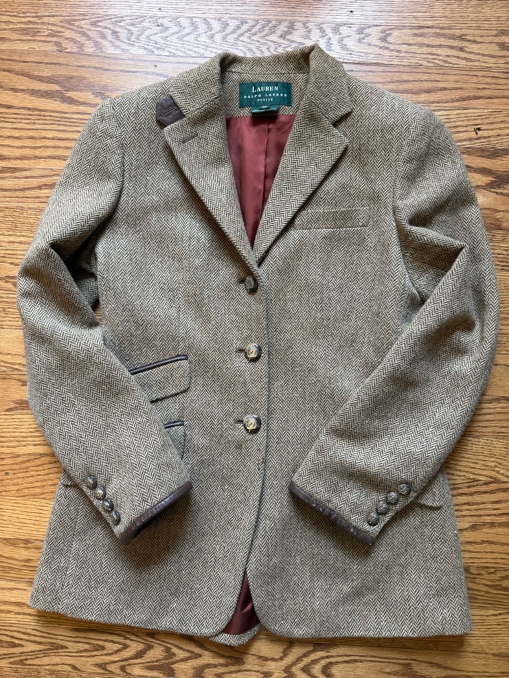 Ralph Lauren Brown Herringbone Wool-Blend Blazer